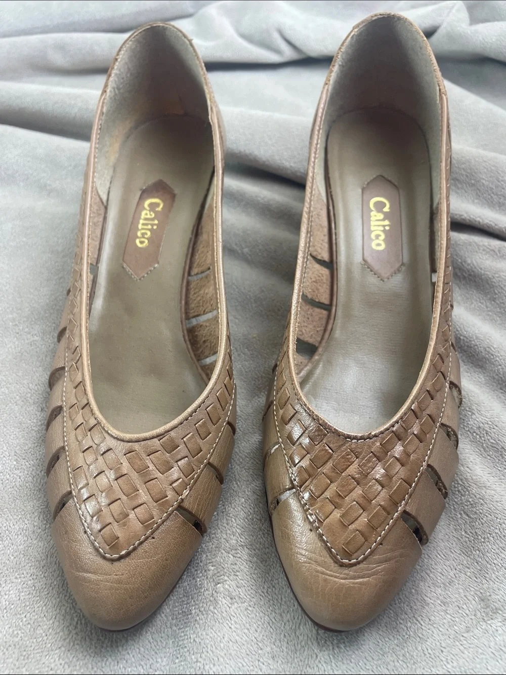 Calico Vintage Brazilian Leather Wedge Loafers Mink Tarragon